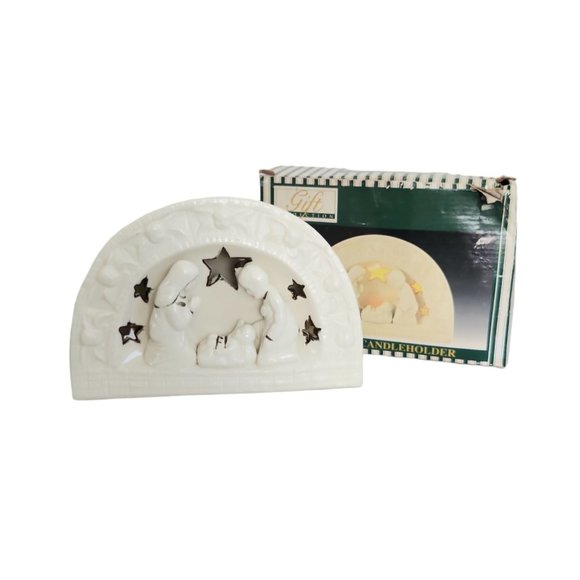 Vtg 1998 Ceramic Nativity Tealight Candle Holder Christmas Gift Collection EUC - Picture 5 of 11